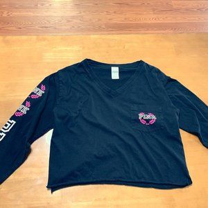 Pink cropped long sleeve shirt